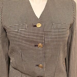 Chaus Houndstooth Blazer with Gold Accents